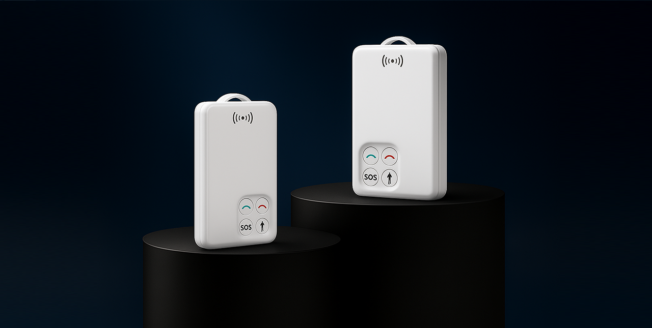 Smart ID Card GPS Walkie-Talkie device showing real-time tracking capabilities and emergency features